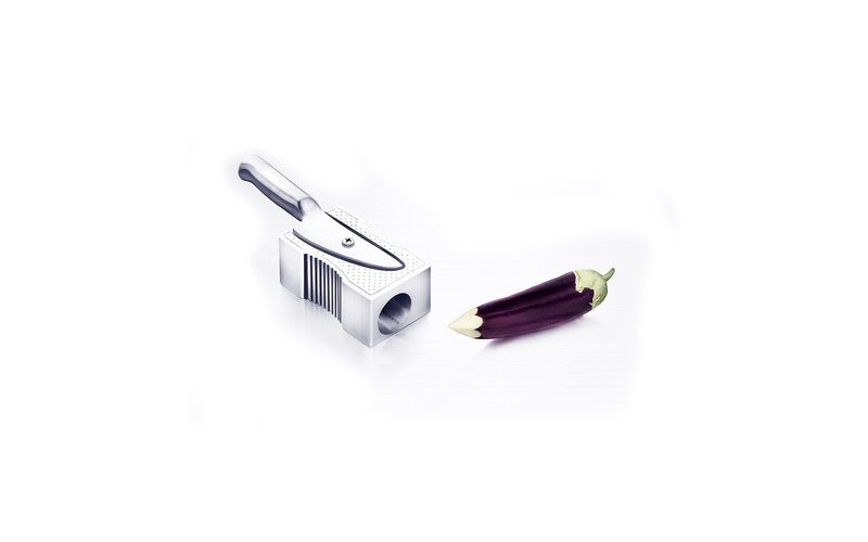 Eggplant and Pencil Sharpener — White