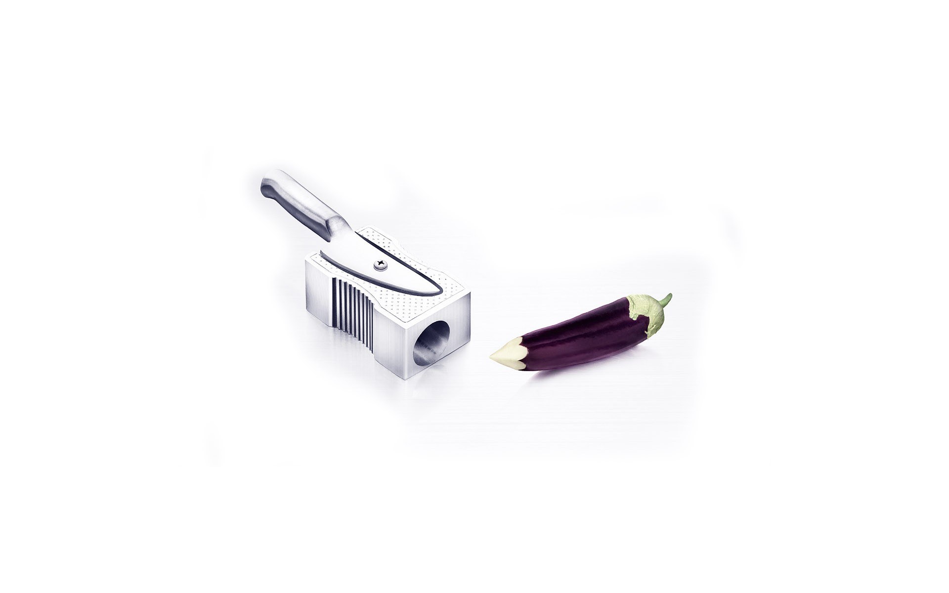 eggplant and pencil sharpener