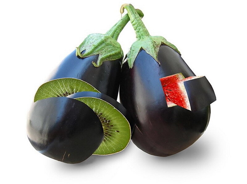 eggplants with fruit slices