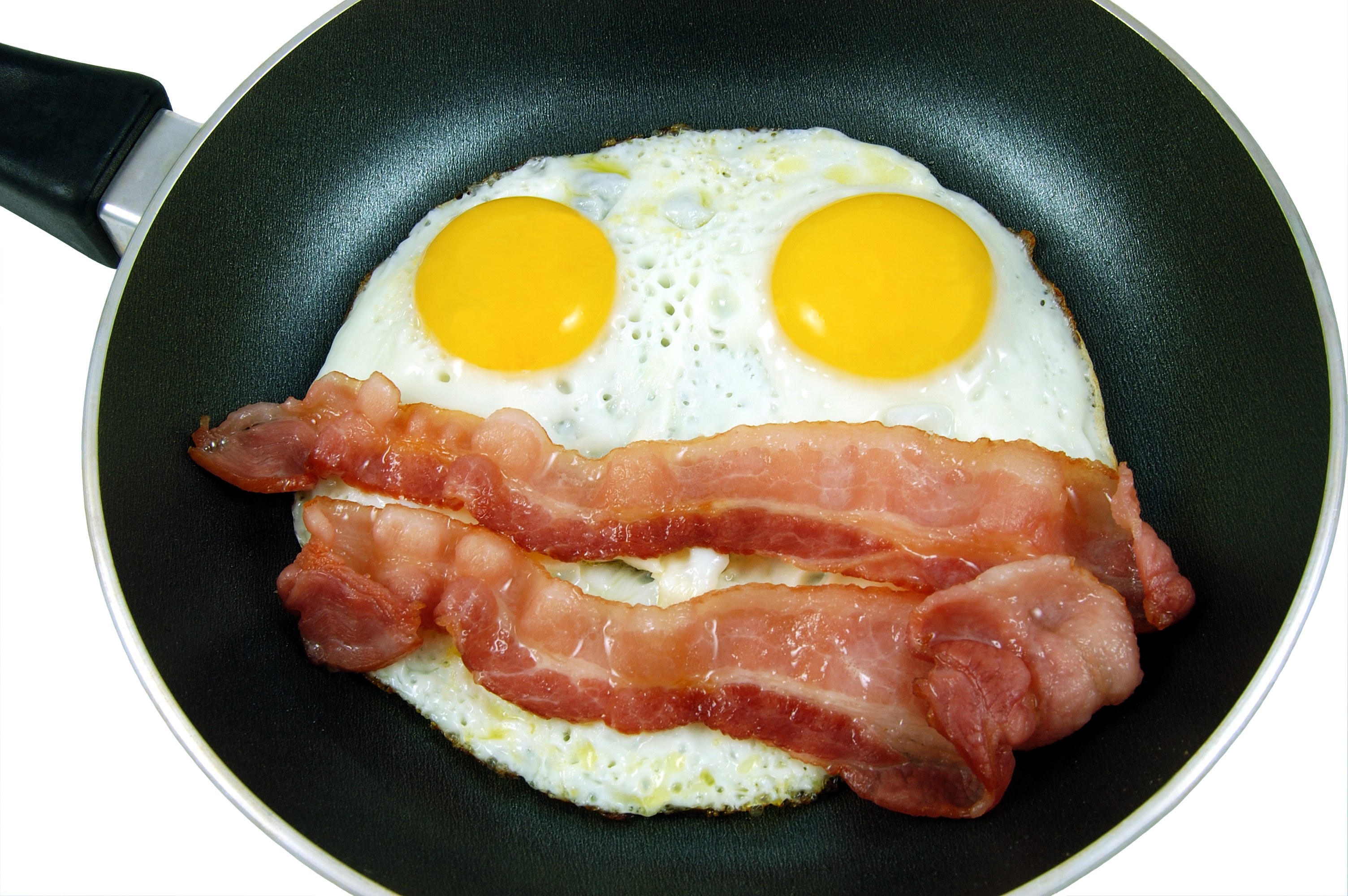 Eggs and bacon in a pan