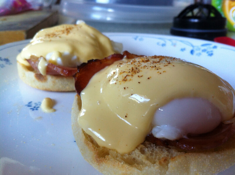 Eggs Benedict on Plate — White