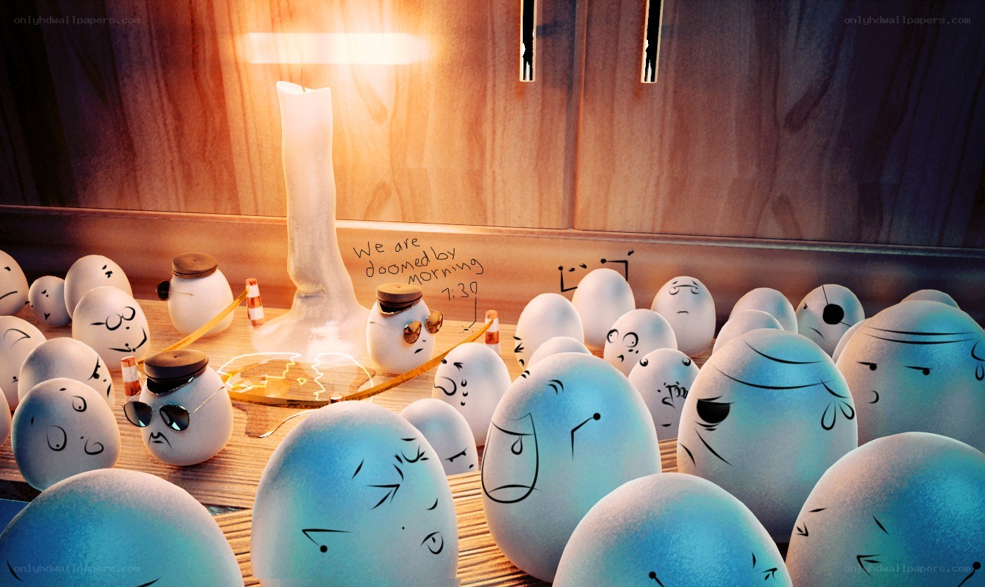 Eggs in a candlelit room