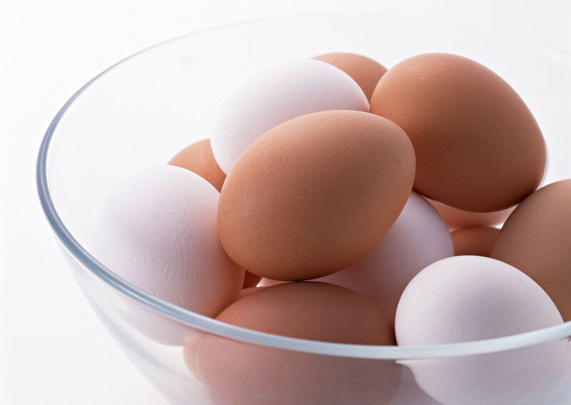 eggs in a glass bowl