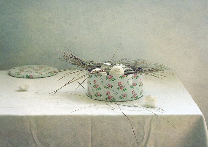 Eggs in Floral Tin