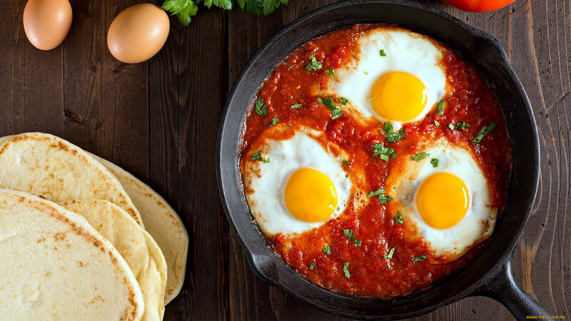 Eggs in Tomato Sauce — Red