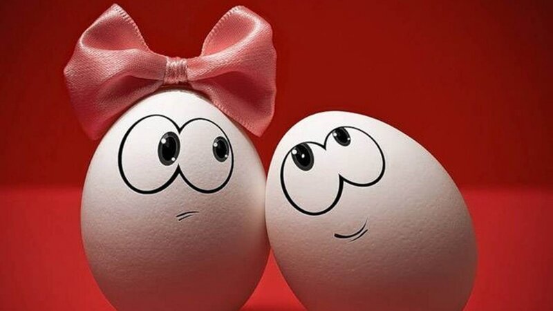 Eggs with cartoon faces