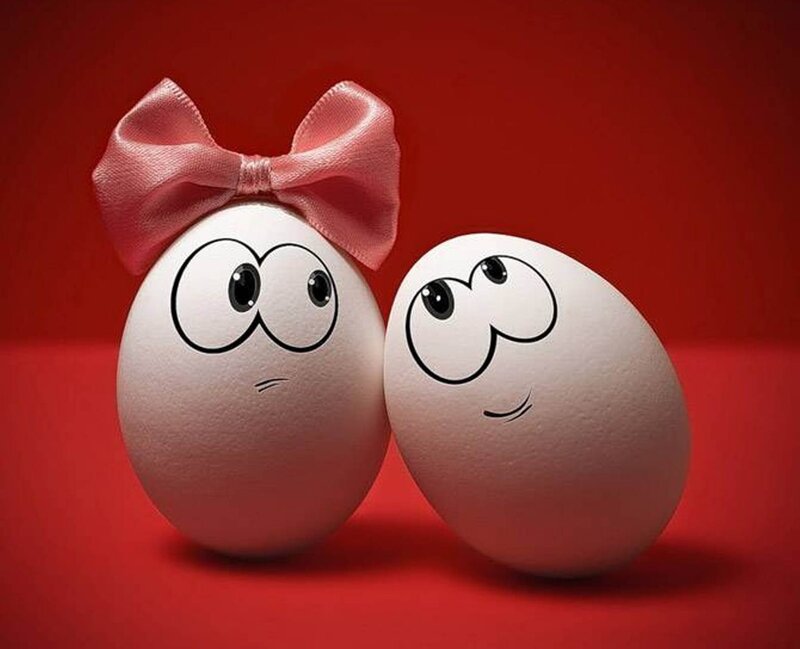 Eggs with cartoon faces