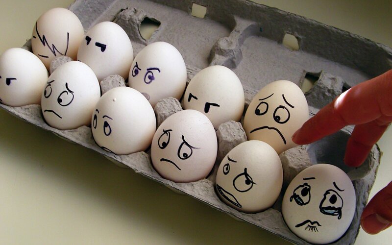 Eggs with Faces in Carton — White, Playful