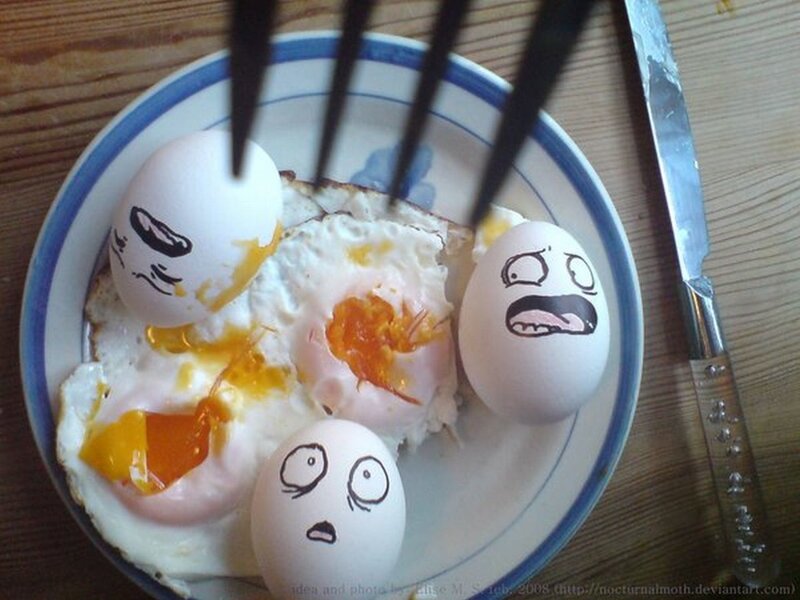 Eggs with Faces on Plate