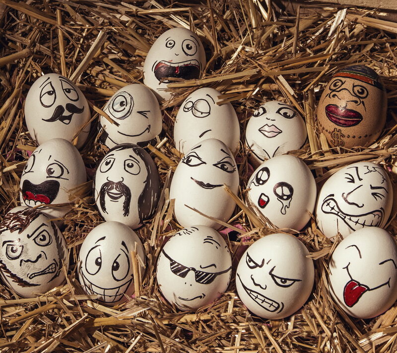 Eggs with Faces — White