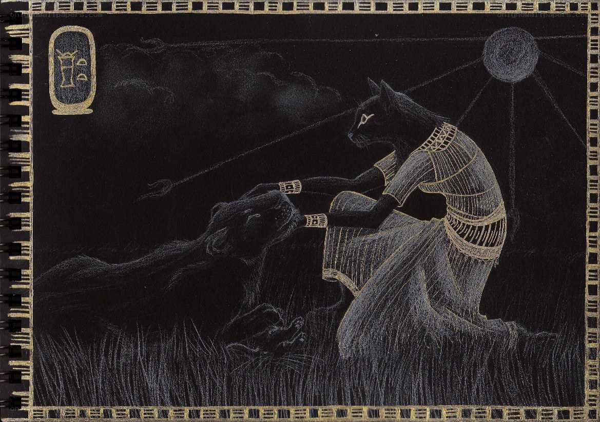 Egyptian cat goddess scene