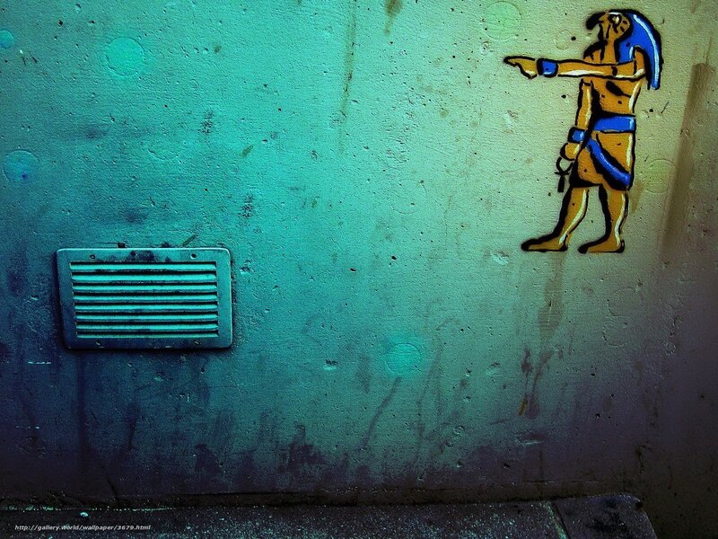Egyptian figure graffiti on wall