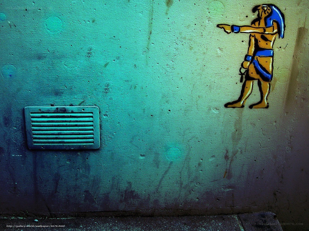 Egyptian figure graffiti on wall