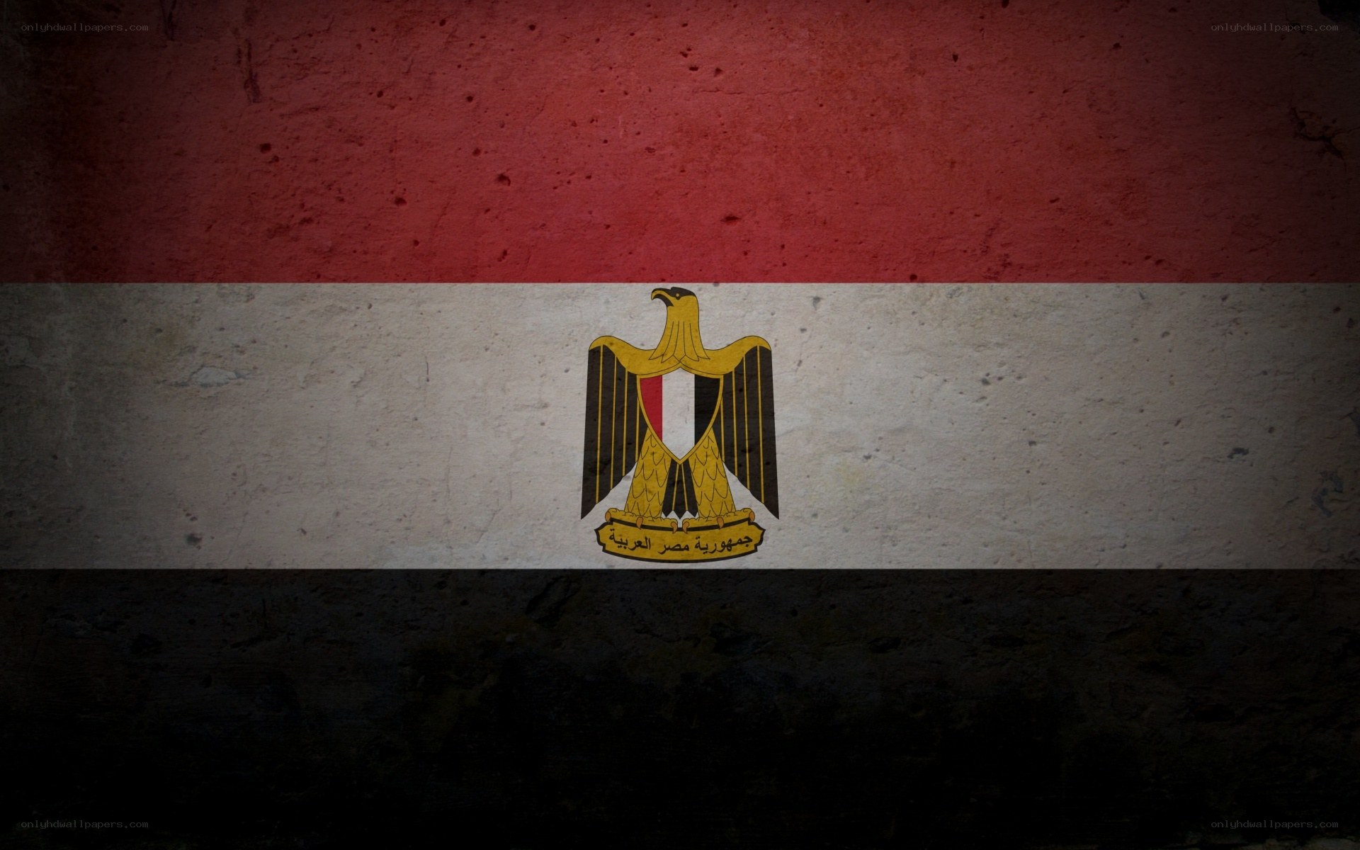Egyptian flag on textured wall