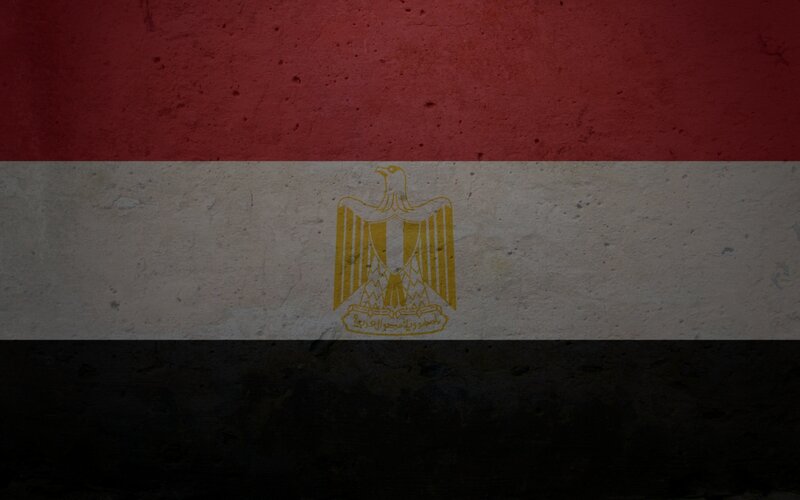 Egyptian flag on textured wall