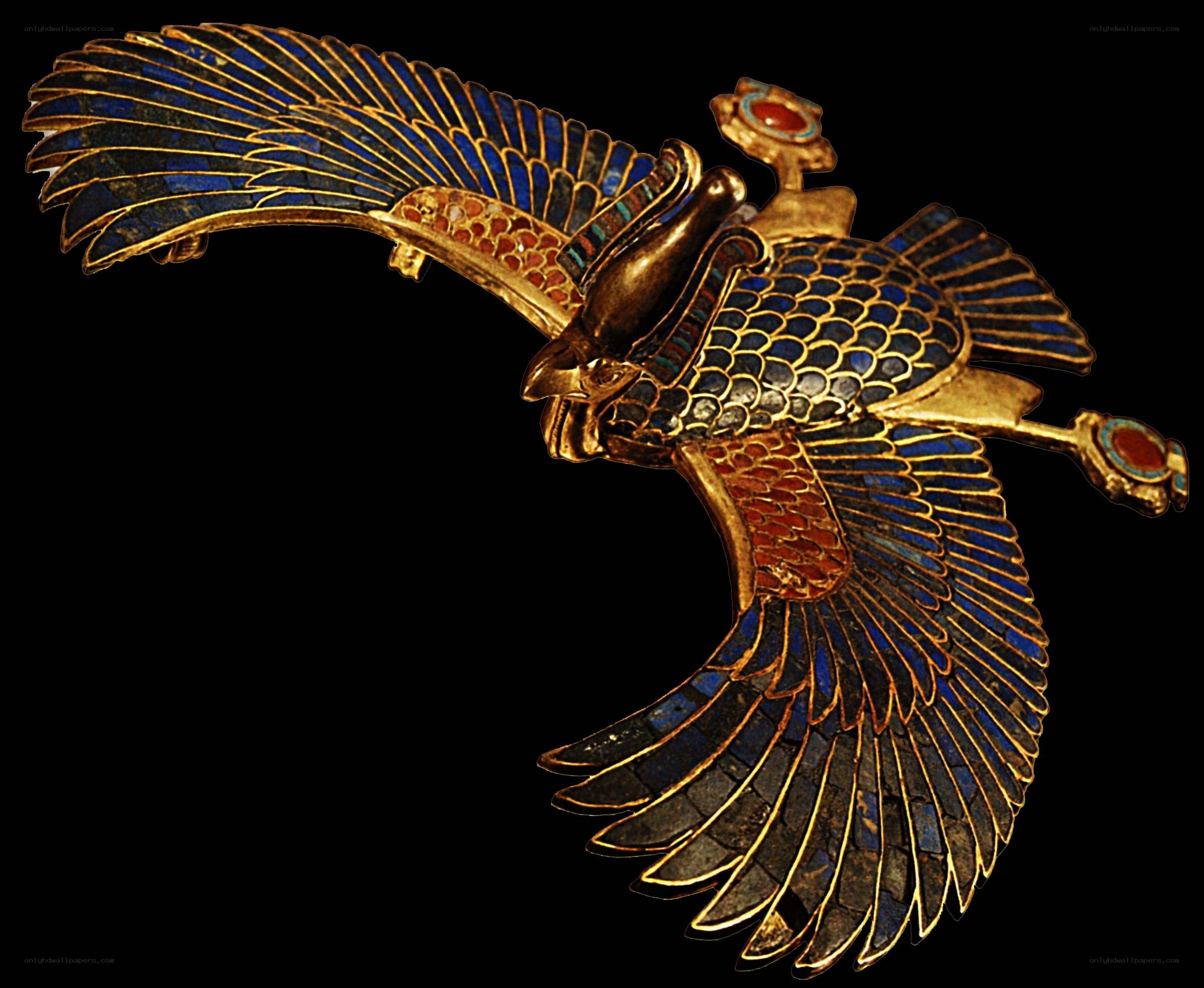 Egyptian gold falcon brooch