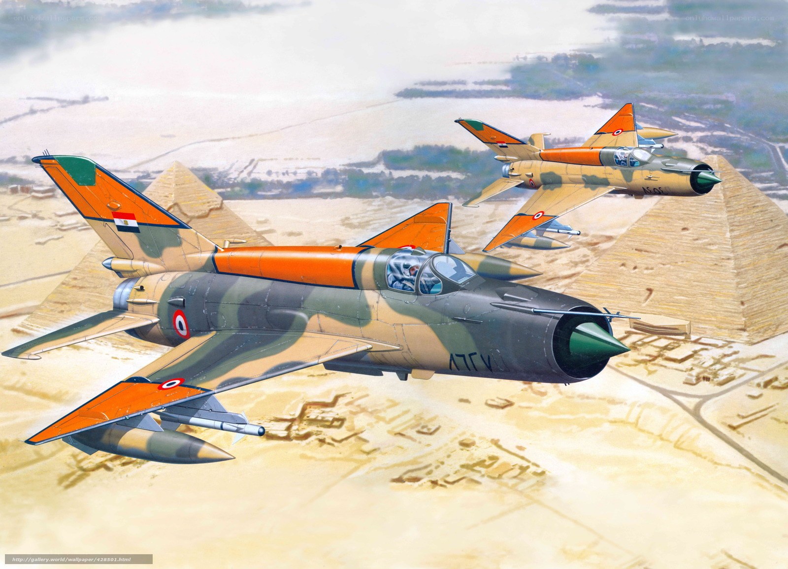 Egyptian jets over pyramids