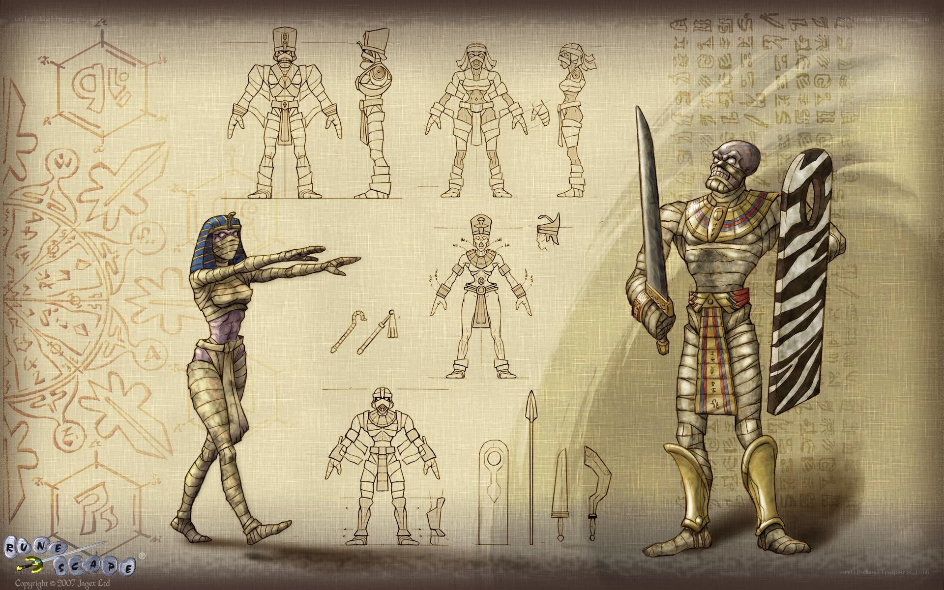 Egyptian mummy character designs