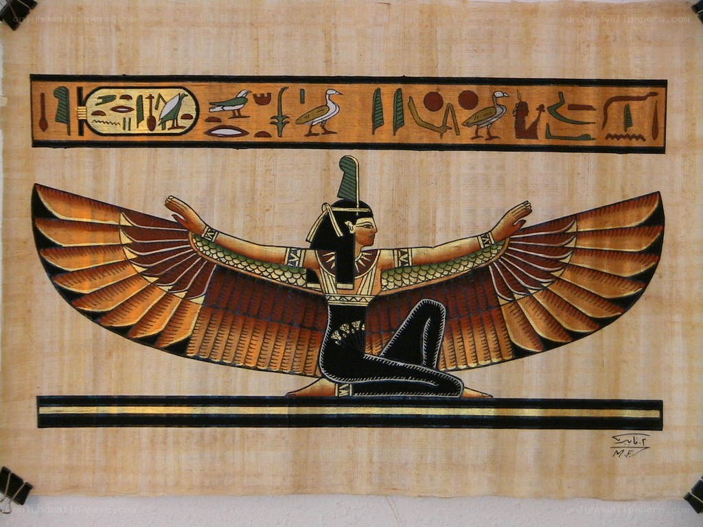 Egyptian papyrus with goddess