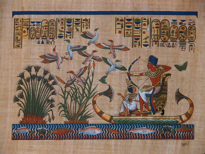 Egyptian papyrus with hunting scene