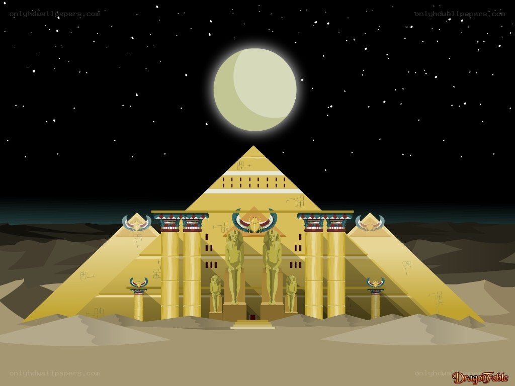 Egyptian pyramid at night