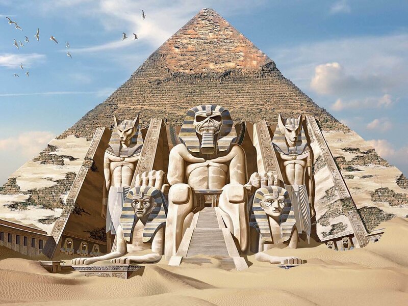 Egyptian pyramid with statues