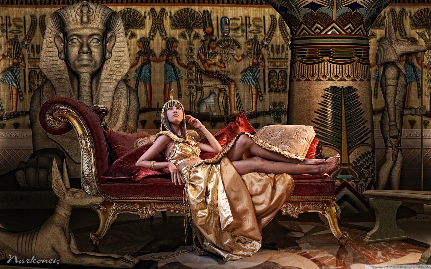 Egyptian queen on a throne