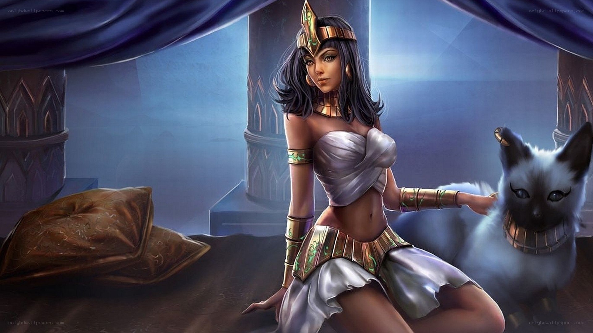 Egyptian queen with cat