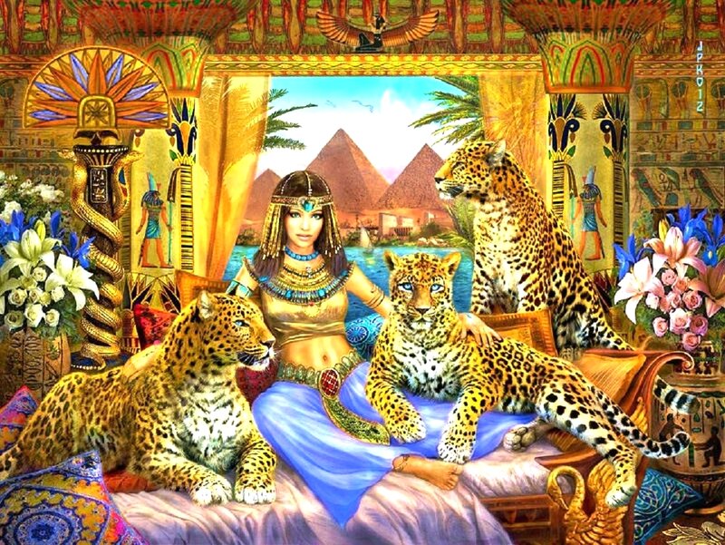 Egyptian Queen with Leopards — Gold