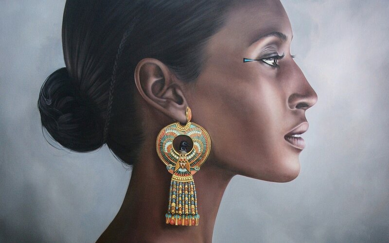 Egyptian-style woman in profile
