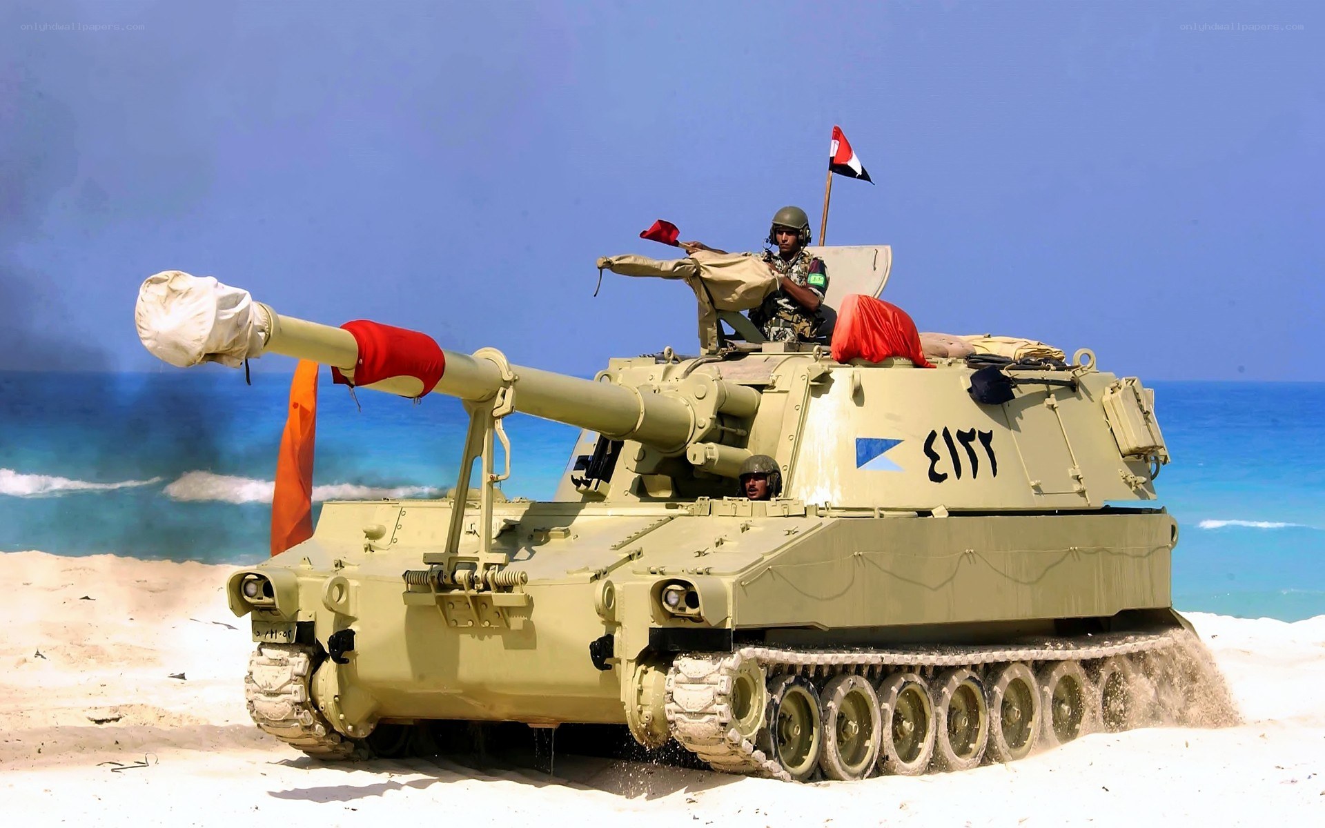 Egyptian tank on beach