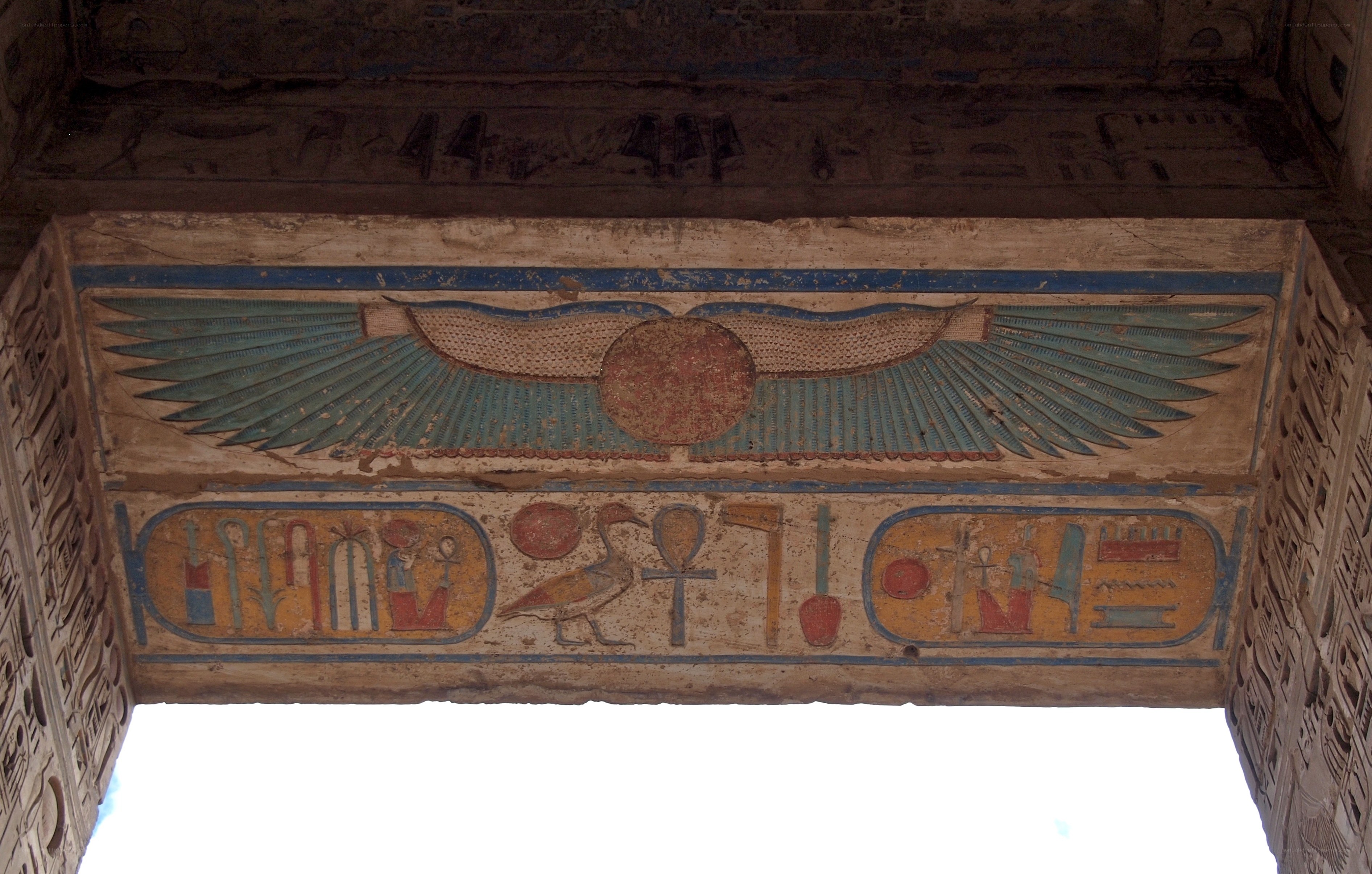 Egyptian temple ceiling artwork