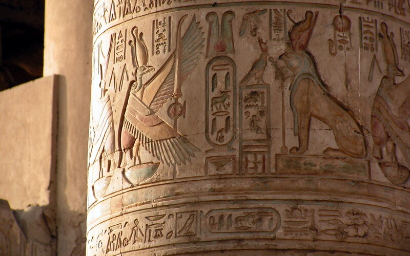 Egyptian temple column carvings