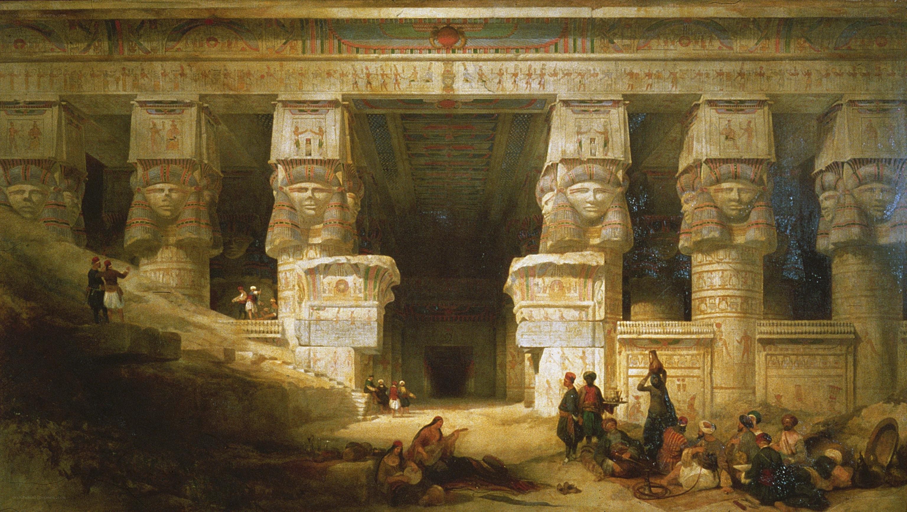 Egyptian temple interior scene