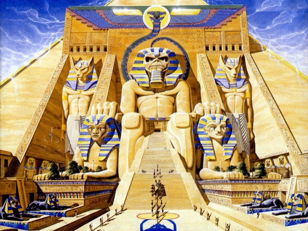 Egyptian temple with pharaoh statues