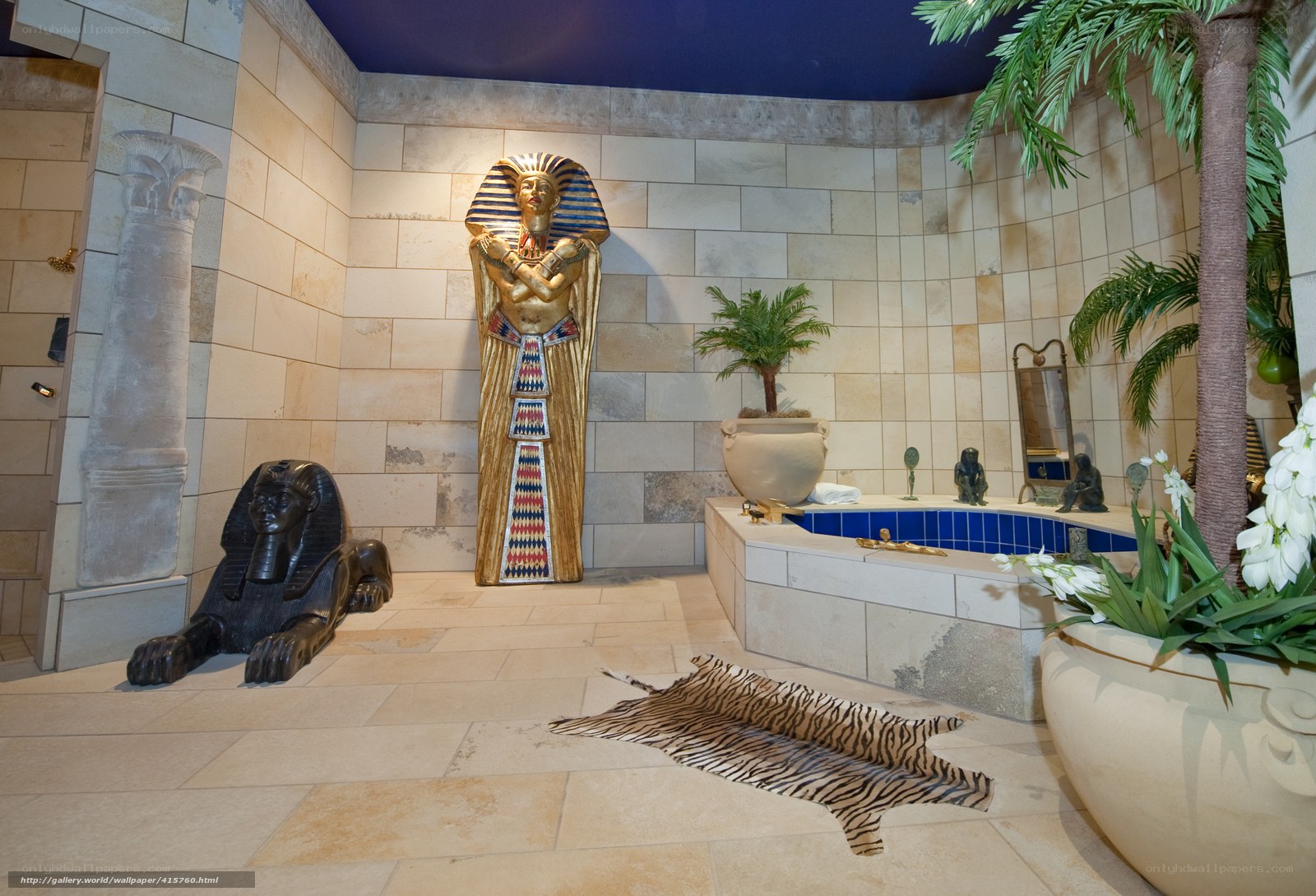 Egyptian-themed bathroom interior