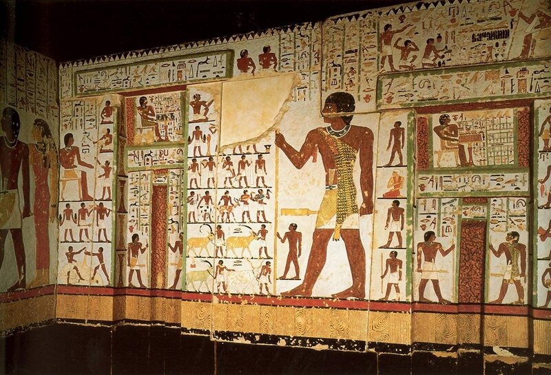 Egyptian tomb wall painting