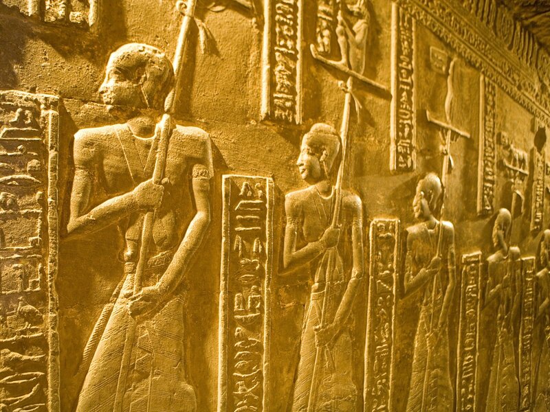 Egyptian wall relief carving