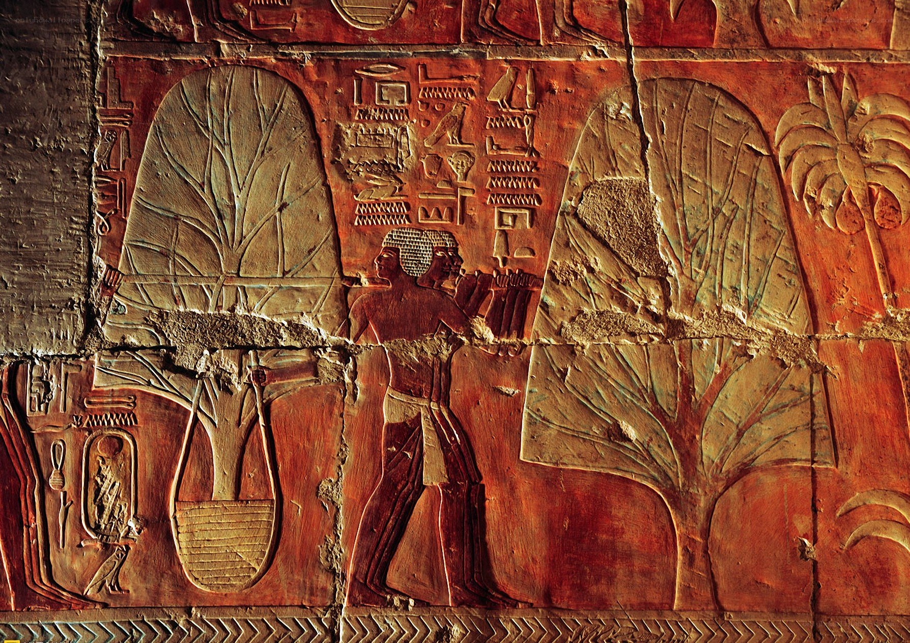 Egyptian wall relief carving