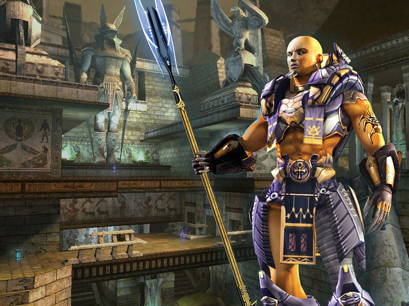Egyptian warrior in ancient temple