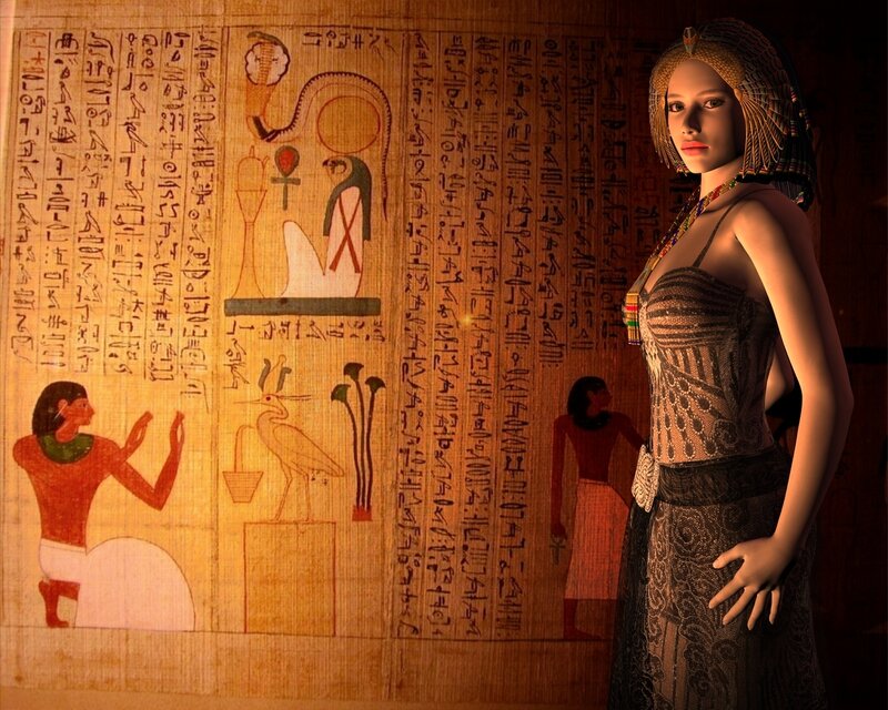 Egyptian woman with papyrus