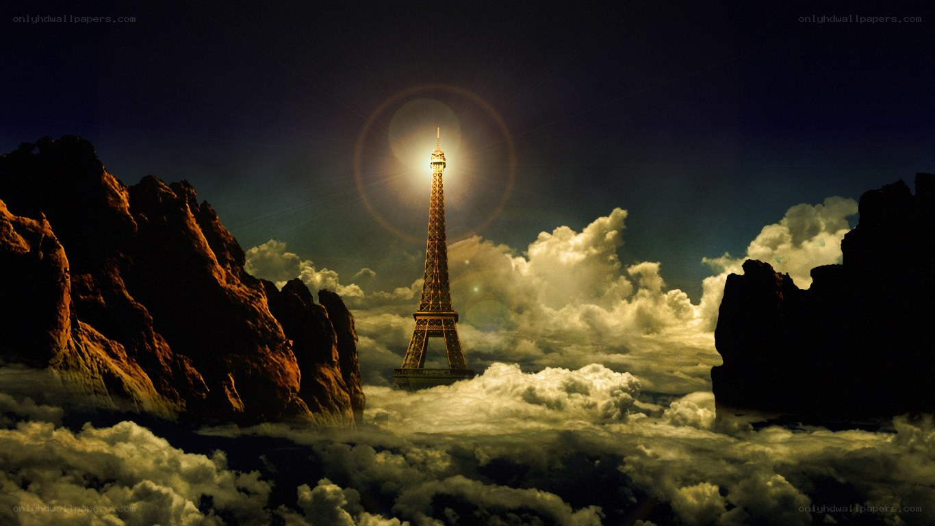Eiffel Tower above the clouds