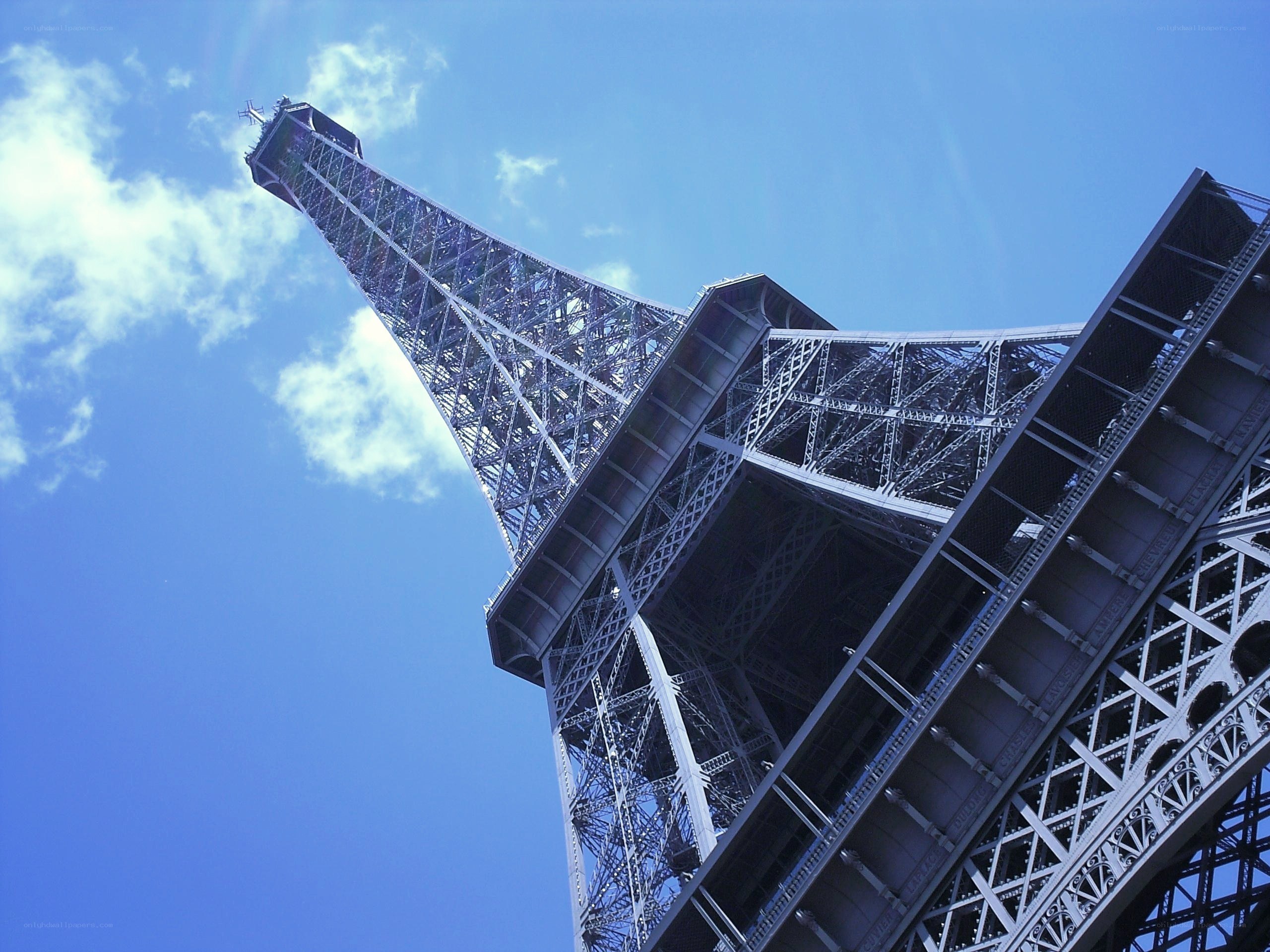 Eiffel Tower against blue sky