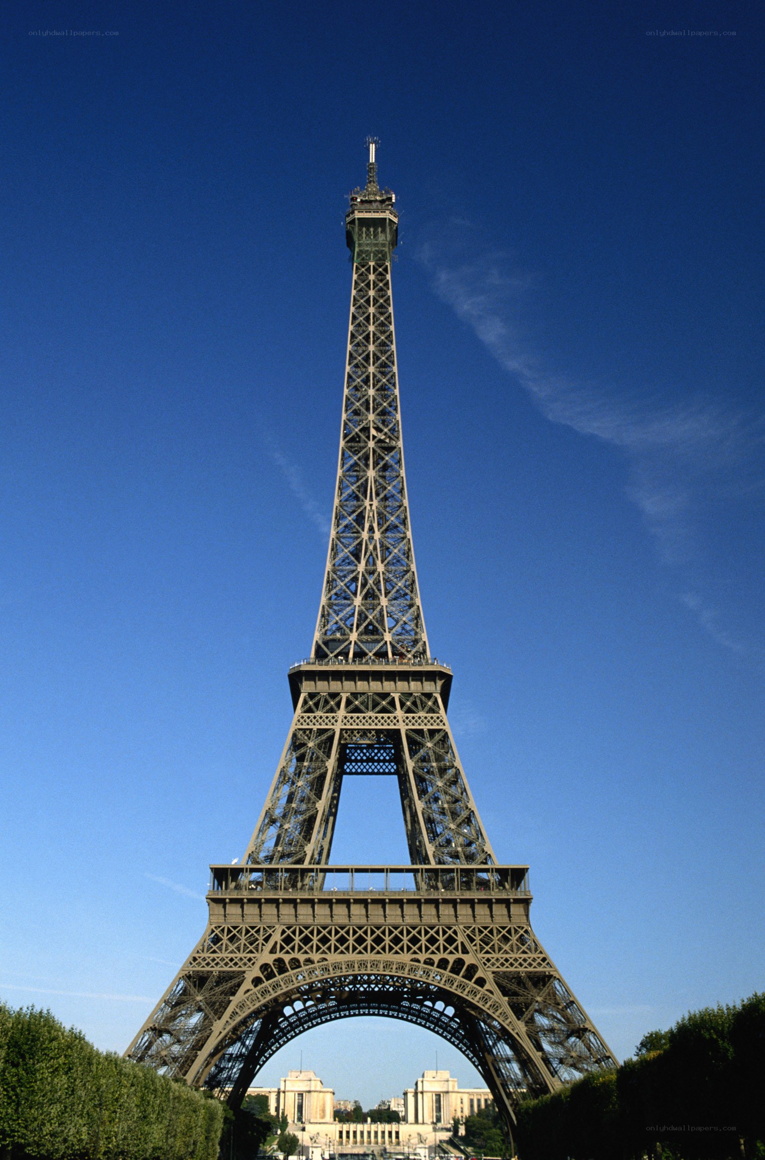 Eiffel Tower against blue sky