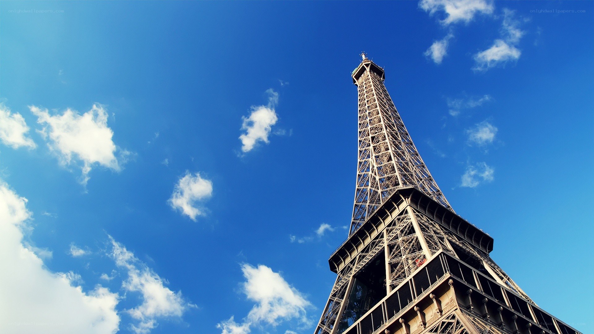Eiffel Tower against blue sky