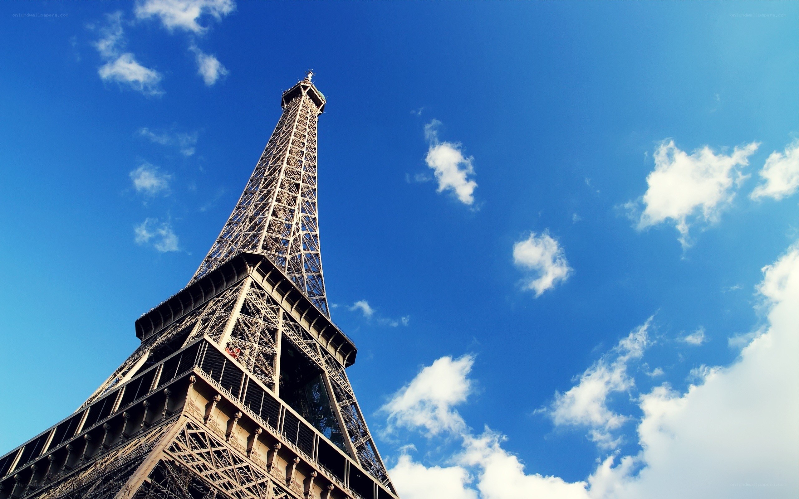 Eiffel Tower against blue sky
