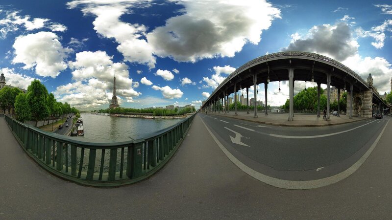 Eiffel Tower and Bridge — Blue, Bright