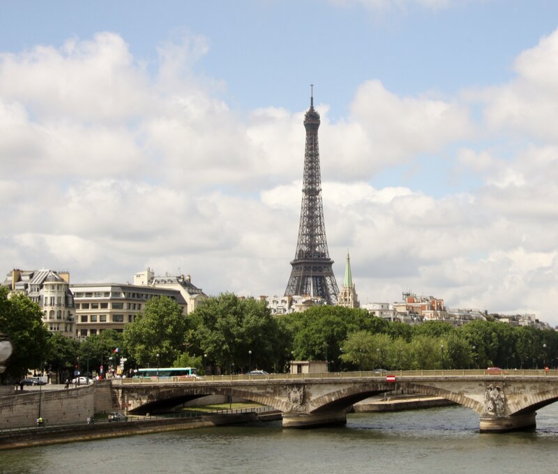 Eiffel Tower and Bridge — Blue