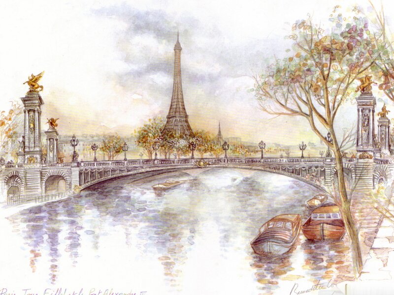 Eiffel Tower and Bridge — Brown