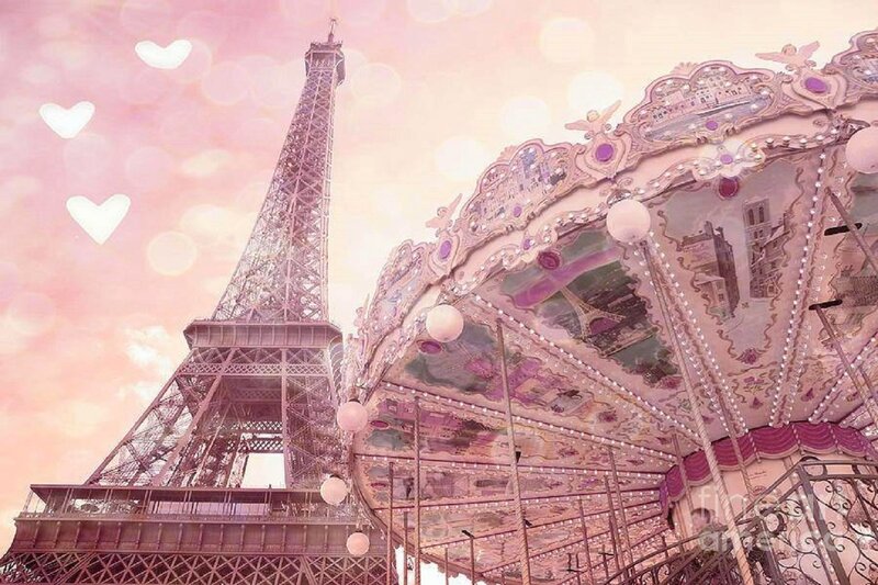 Eiffel Tower and Carousel — Pink